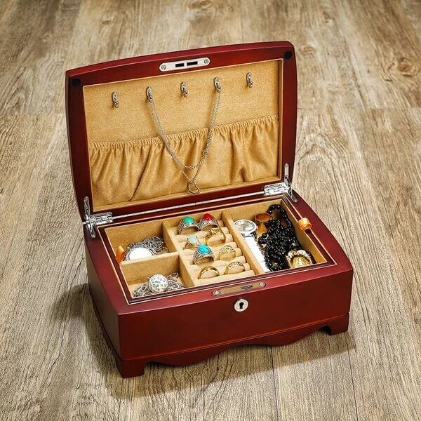 Boîte en bois avec couvercle boîte à bijoux boîte en bois  20×20×9.5cm-08615