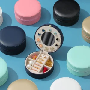 Petite boite à bijoux ronde de voyage