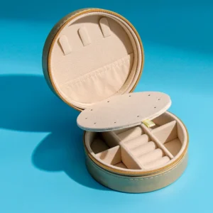 Petite boite à bijoux ronde de voyage