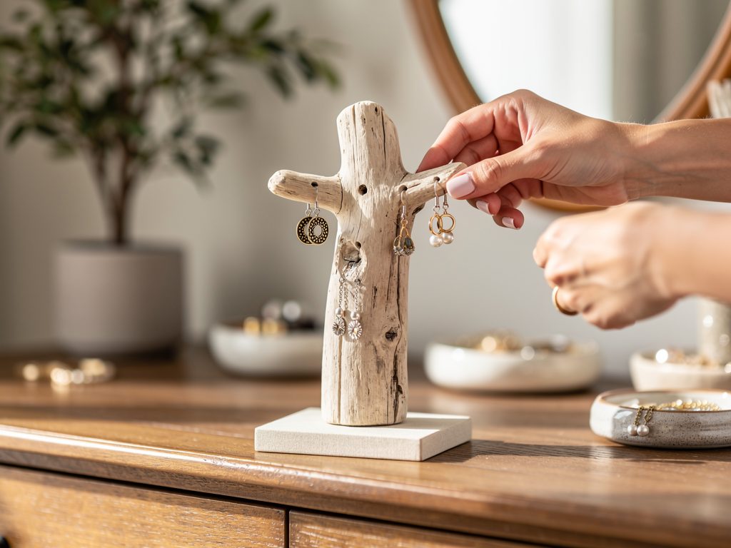 Porte-boucle d'oreille en bois flotté : l'option naturelle et décorative – porte boucle oreille